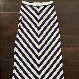 LOFT Navy and White Striped Maxi Skirt